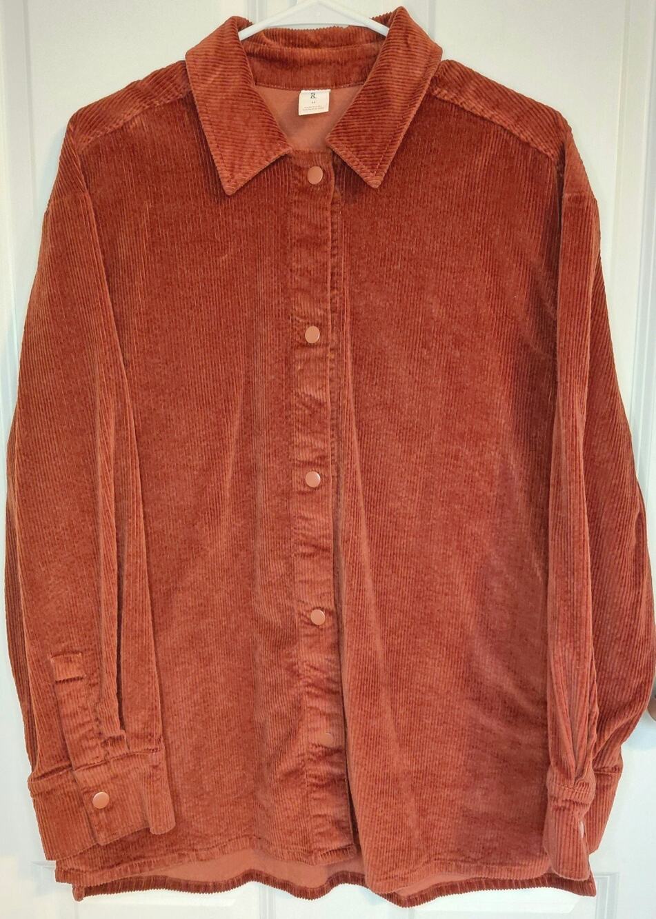 Abound Corduroy Shirt Jacket Oversized Shacket Womens Med Rust Orange Brown Fall